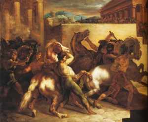 Теодор Жерико. Бега необъезженных лошадей в Риме (1817)